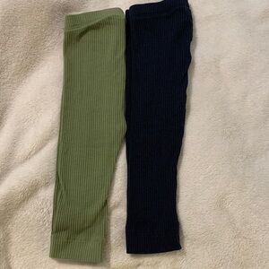 Baby Ribbed Leggings Set - Green and Navy